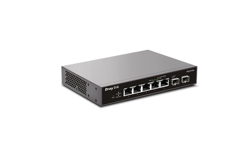VigorSwitch PQ1100x 5 ports PoE+ 2,5 GbE et de 2 ports SFP+ 10G
