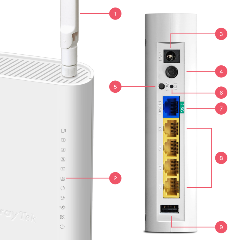 Connectique du VigorAP 905