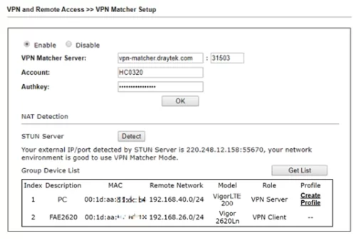 VPN Matcher Setup